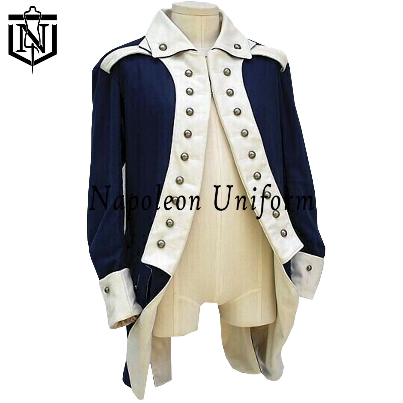 Men’s Navy Blue Wool Regency Tailcoat, 18th Century Historical Costume Coat,