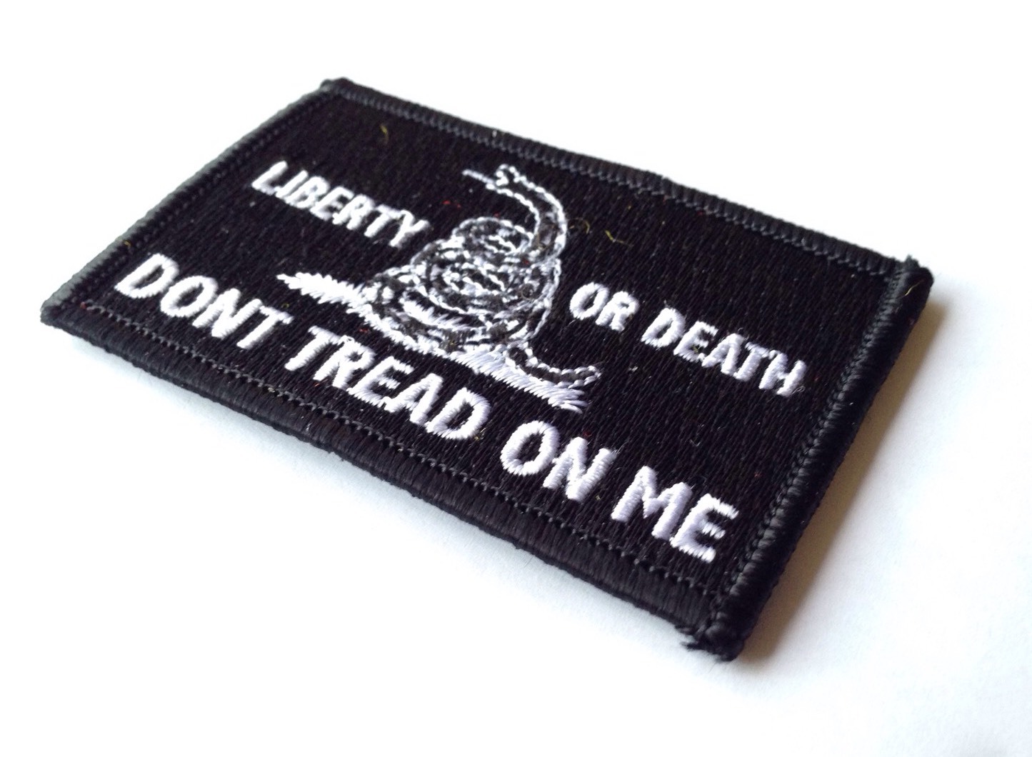 Liberty Or Death Dont Tread On Me Embroidered Patch Black White