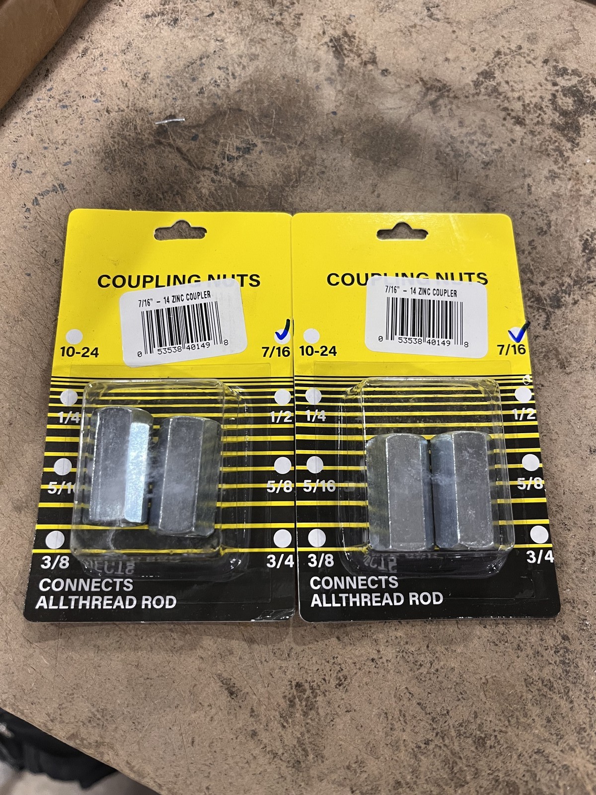 (2) 2-Packs / 4 Total Nuts) Boltmaster 7/16 - 14 in. Steel Coupling Nut - NEW