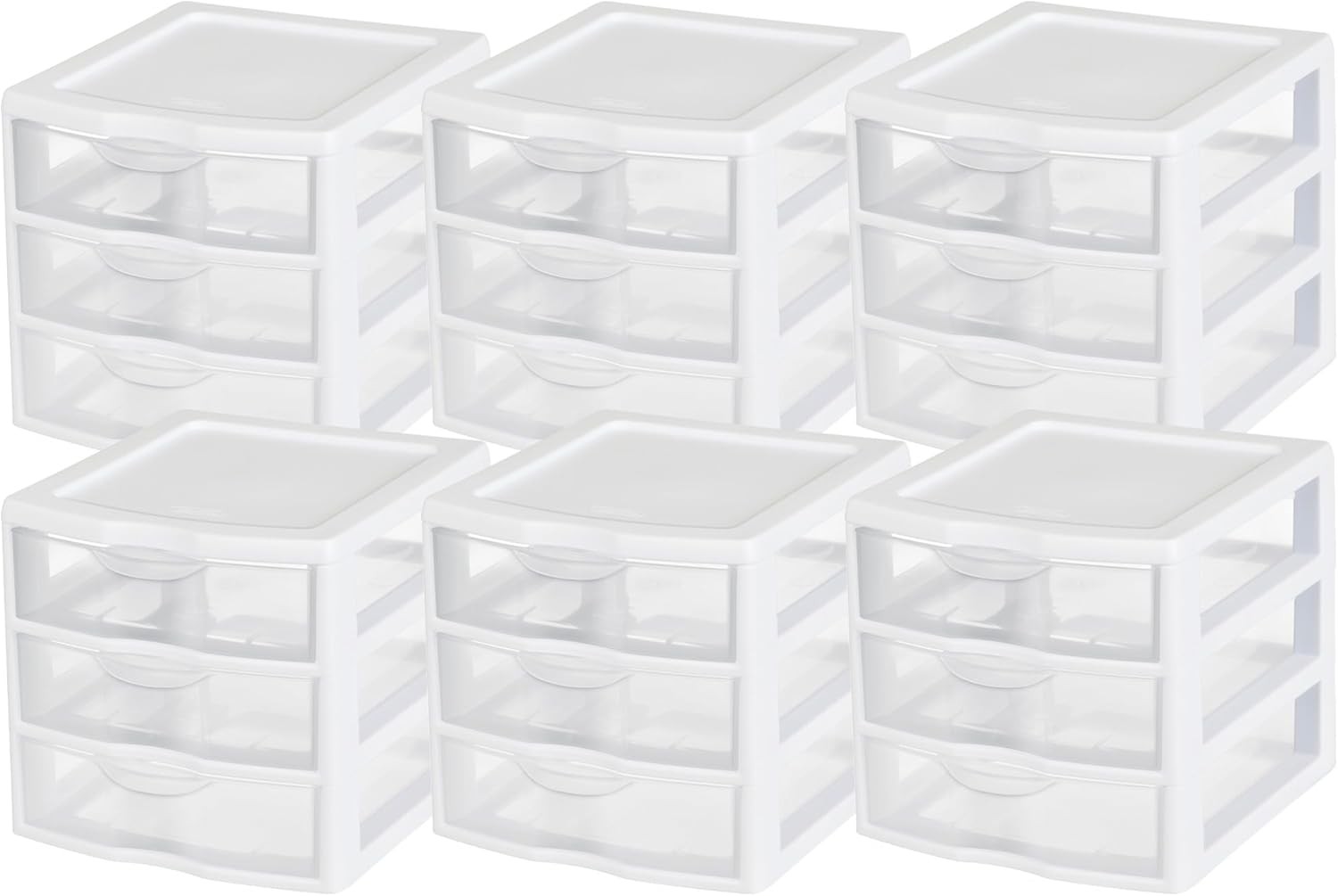 Sterilite Clearview Plastic Multipurpose Small 3 Drawer Desktop Storage Organiza