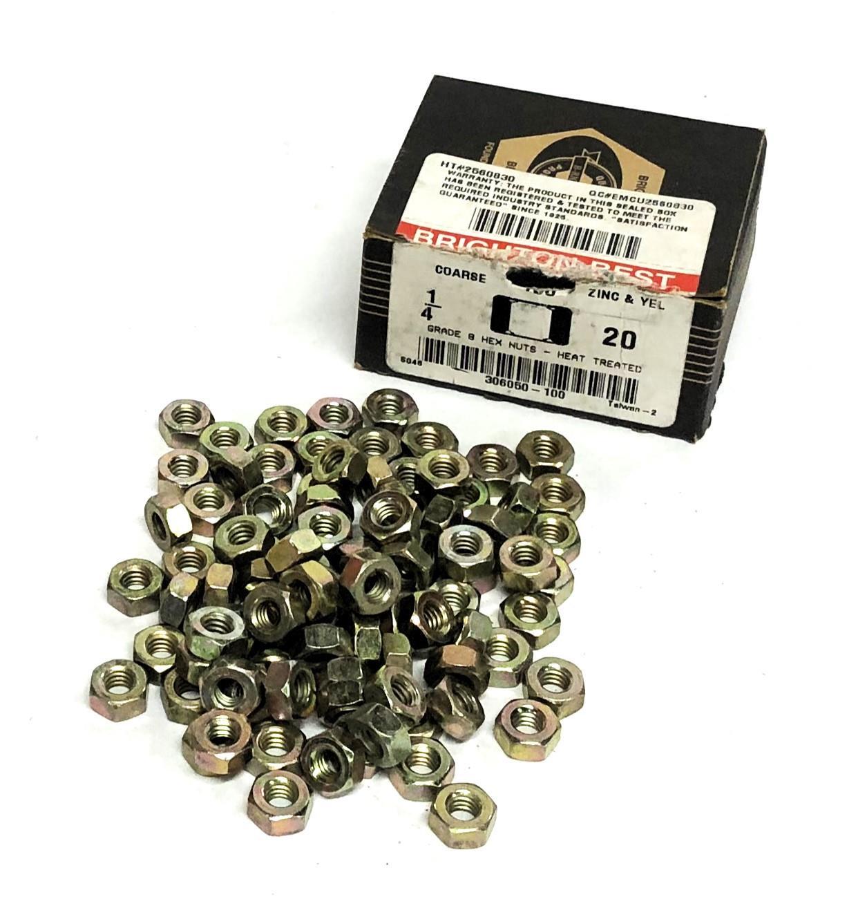 Brighton Grade 8 Heat Treated Hex Nuts 1/4-20 [Lot of 80] NOS