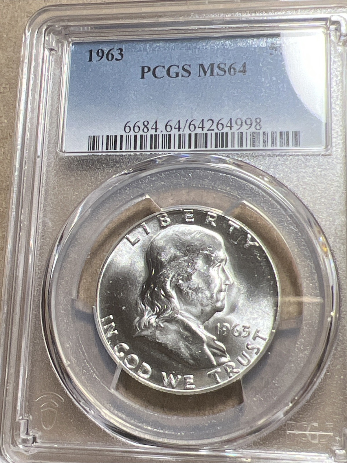 1963 Franklin Half Dollar PCGS MS64 90% SILVER. Great Finish.