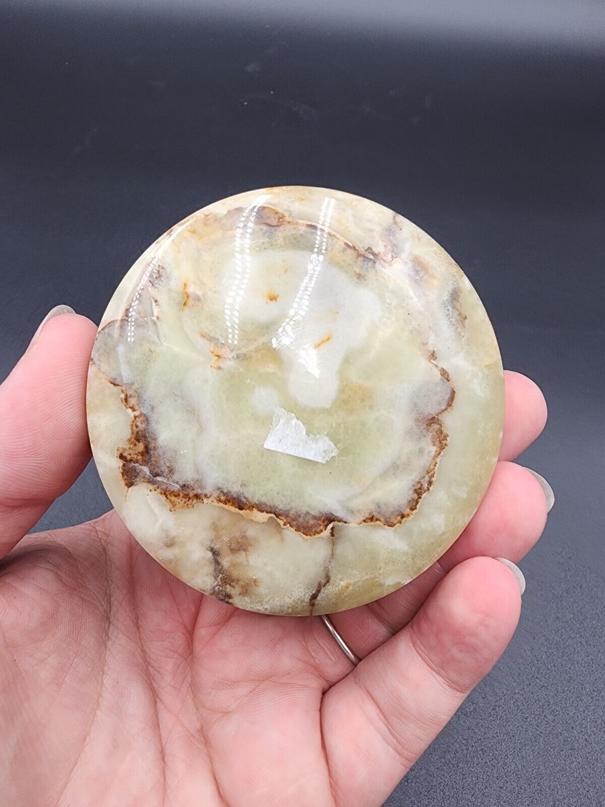 Carved Stone Trinket Ring dish 3”