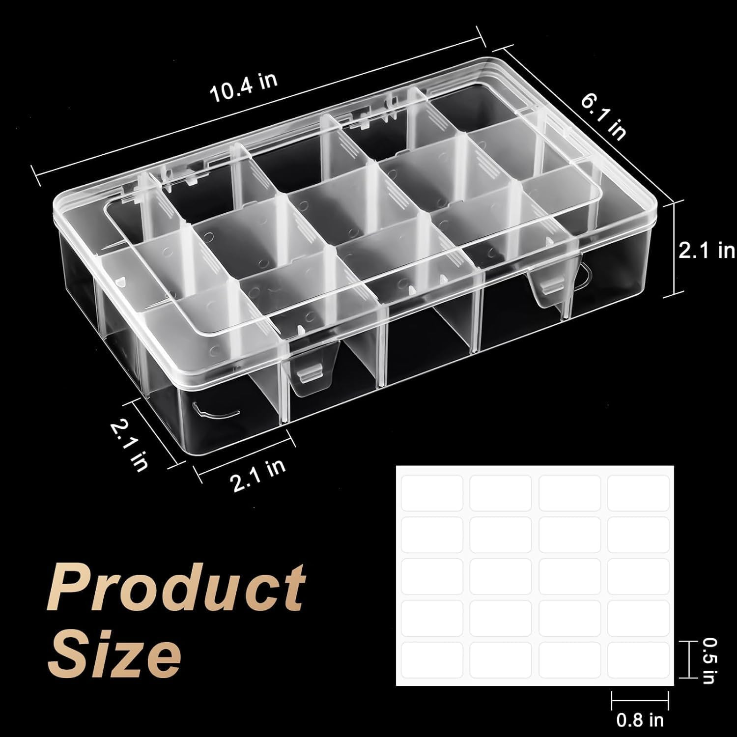 15 Grids Large Plastic Organizer Box with Adjustable Dividers | Small Tackle Box