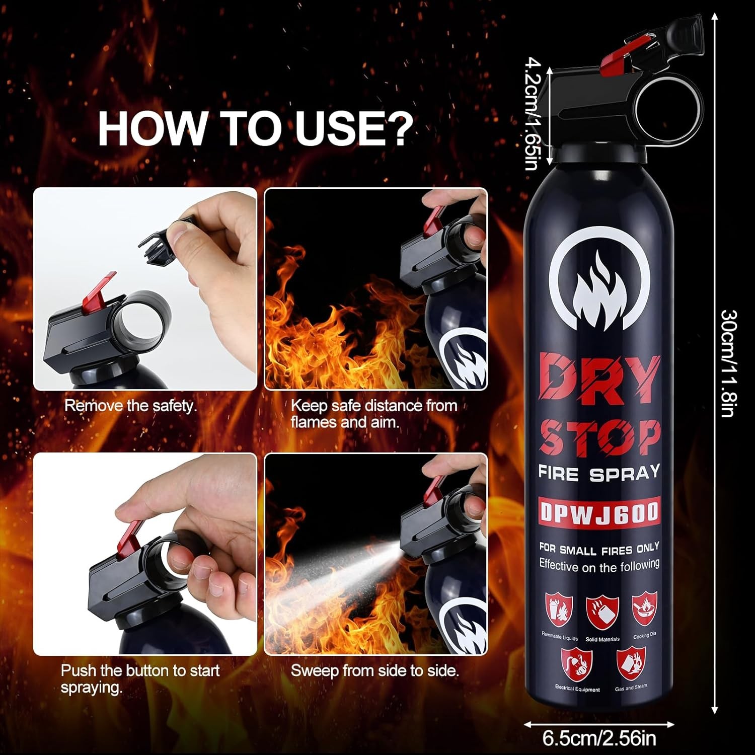 2Pack Dry Stop Fire Spray for Home - Auto Fire Extinguisher for Truck Vehicle, 6