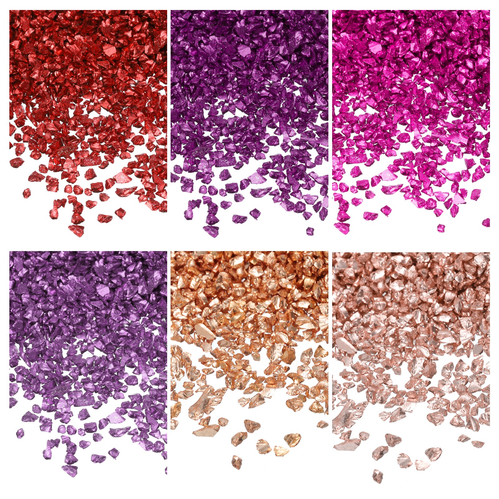 26g Crushed Glass for Crafts, 2-4mm Metallic Irregular Glass Chips, Style 32