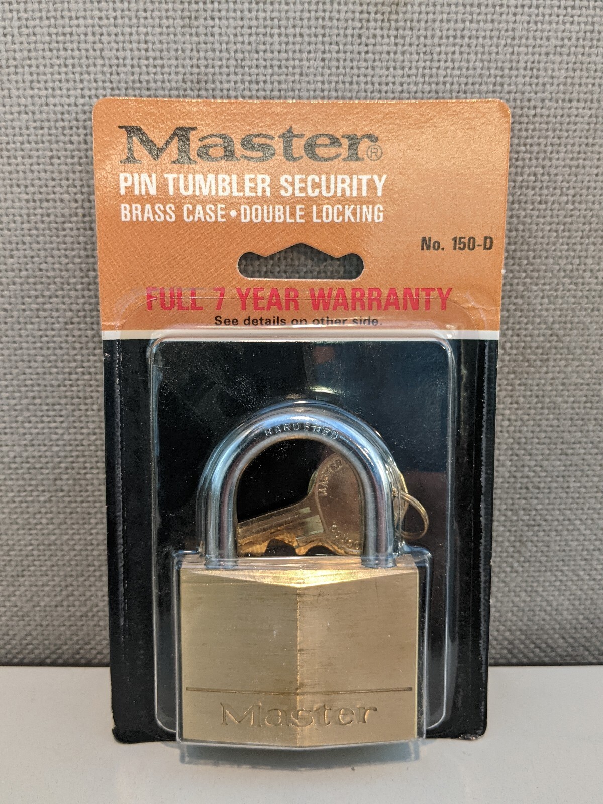 VINTAGE 150-D MASTER LOCK 5-PIN TUMBLER 2" BRASS CASE SECURITY LOCK
