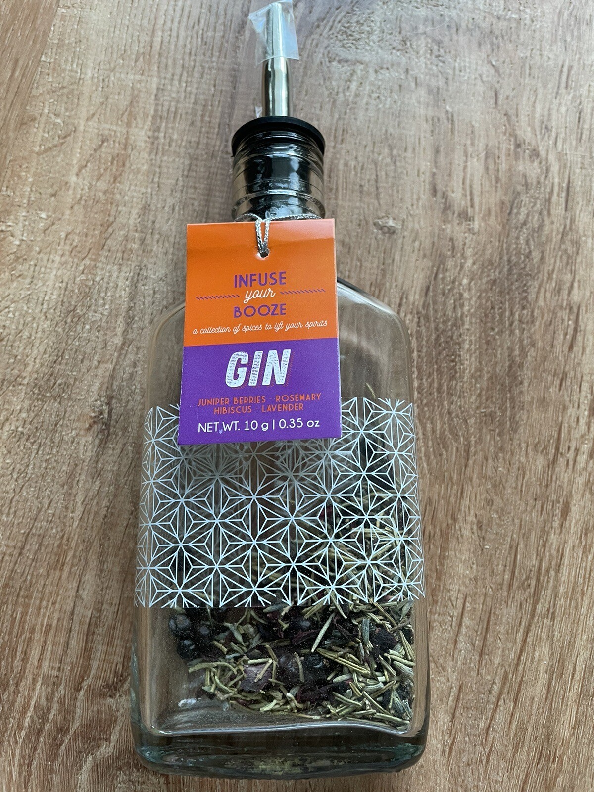 Infuse Your Booze Spiced Gin Bottle Juniper Hibiscus Rosemary Lavender .35oz NEW