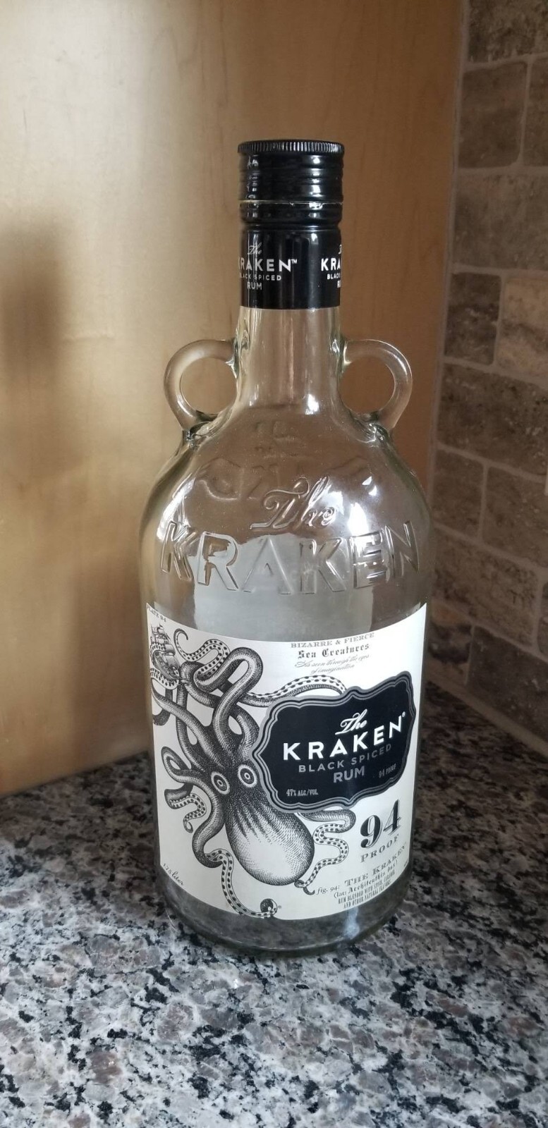The Kraken Black Spiced Rum - Collectible 1.75L Bottle with Raised Lettering