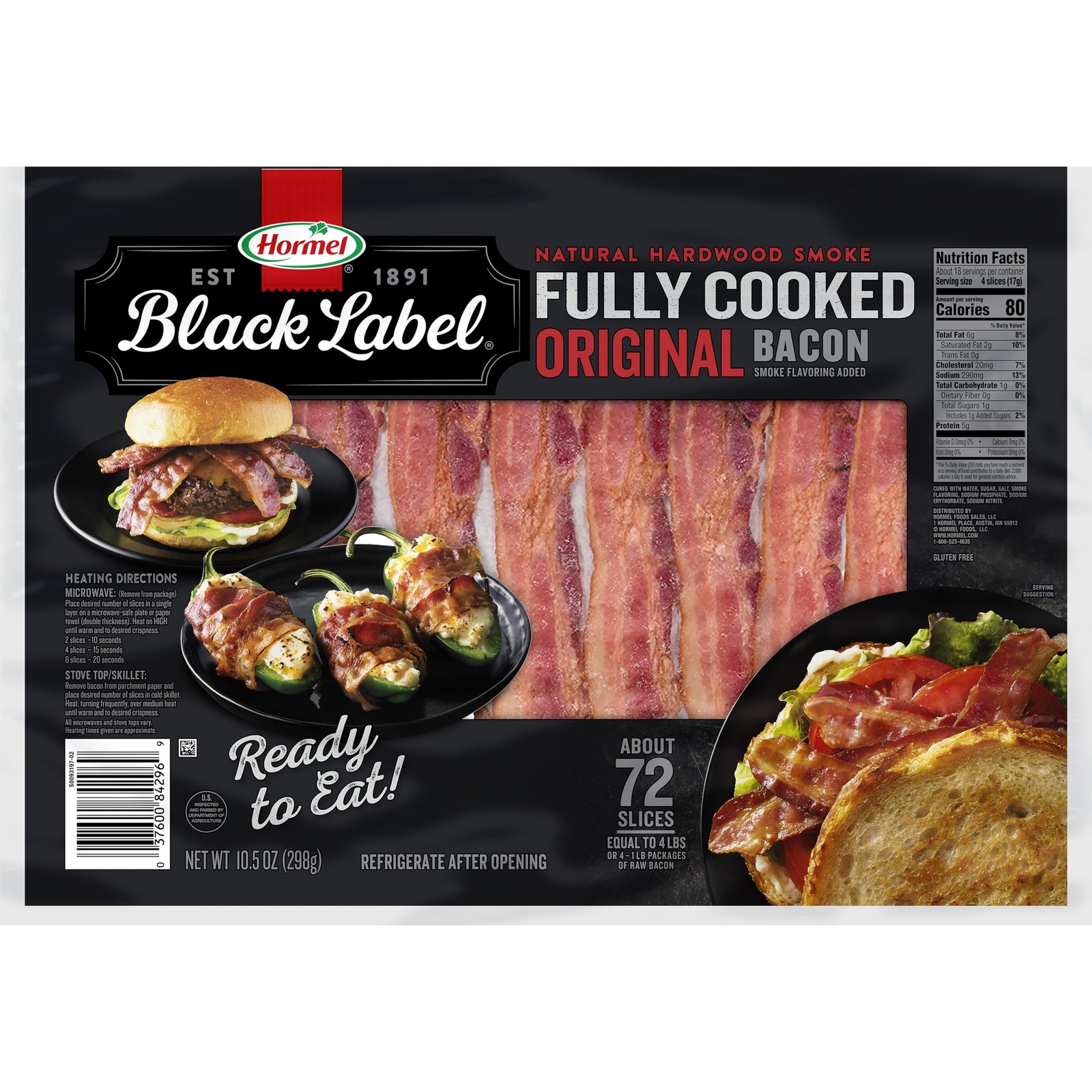 HORMEL BLACK LABEL Fully Cooked Bacon - Thick 10.5 Ounce (Pack of 1)