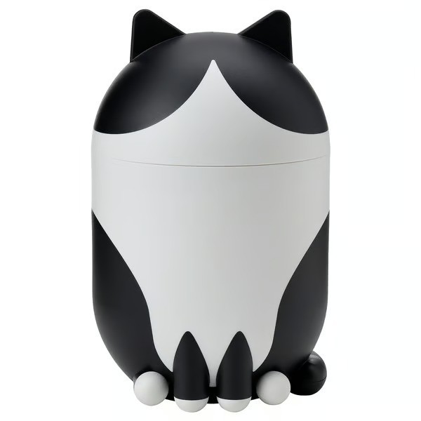 IKEA GREJSIMOJS Cat Storage Box with Lid Black White 9.5" Decorative Organizer