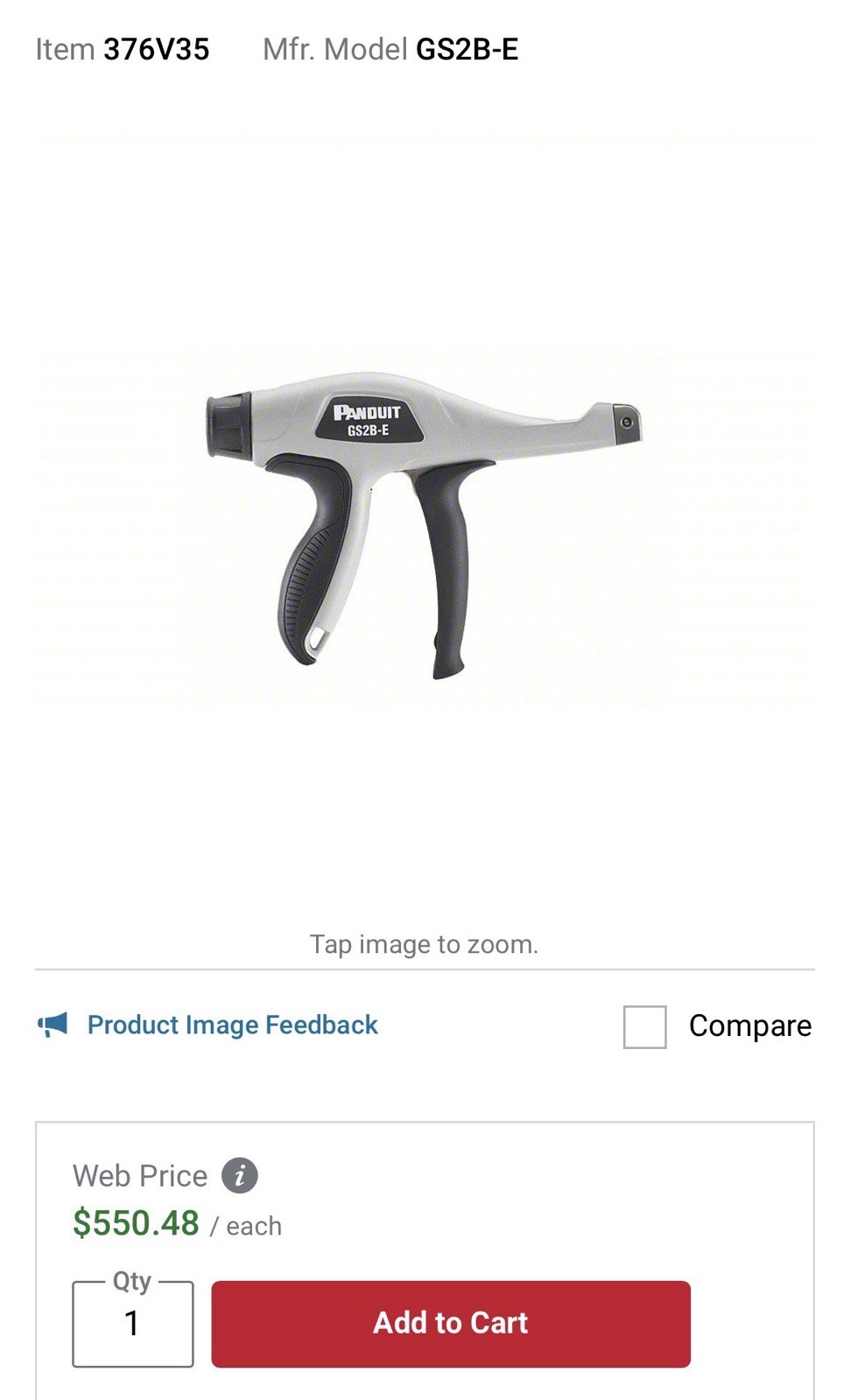Panduit GS2B-E Cable Tie Installation Tool Metal Housing Adjustable Ergonomic