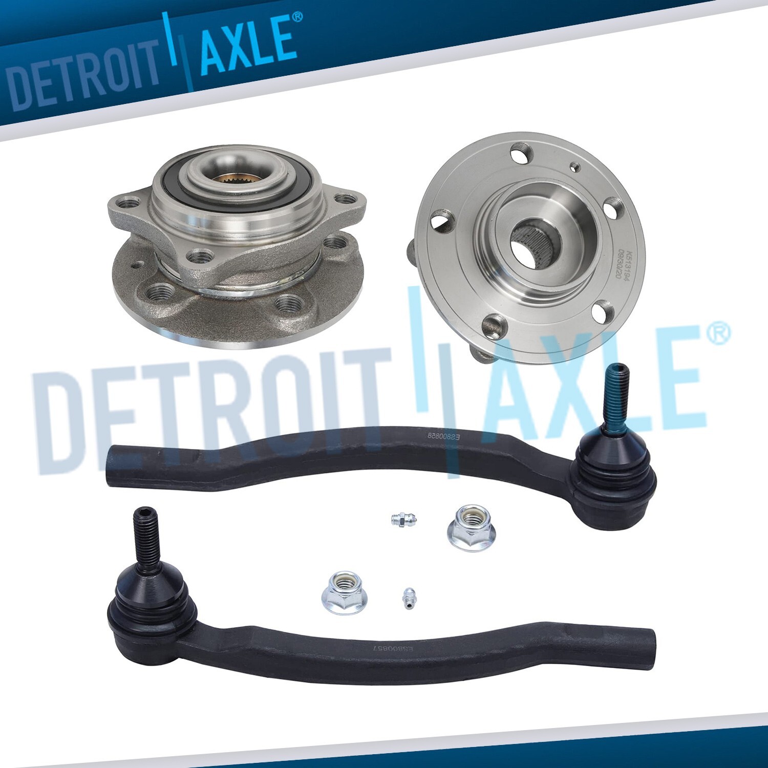 Front Wheel Bearing and Hub Assembly + Outer Tie Rods Kit for Volvo V70 X/C XC70