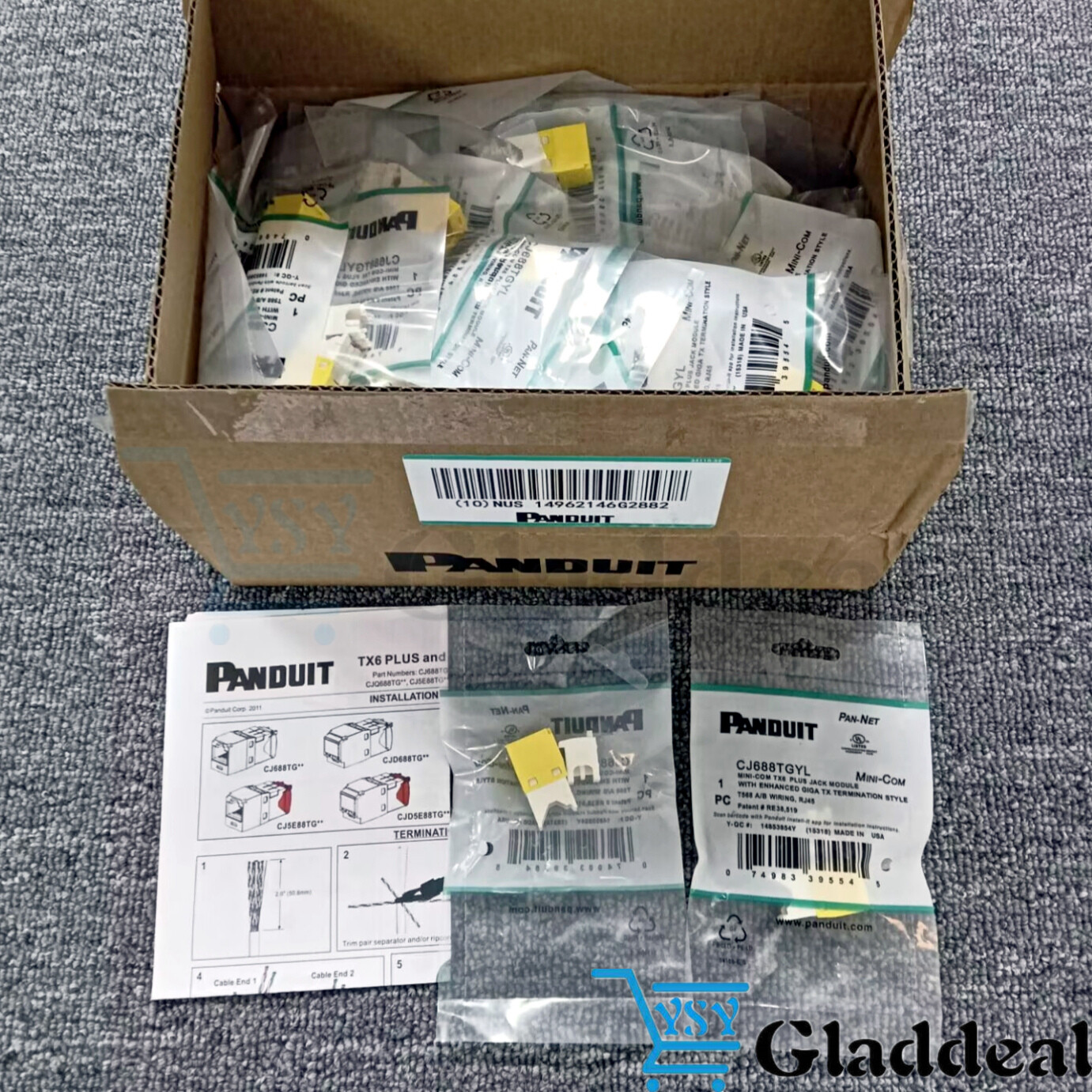 For Panduit Giga TX Cat6 jack yellow CJ688TGYL BOX OF 50. Free shipping！