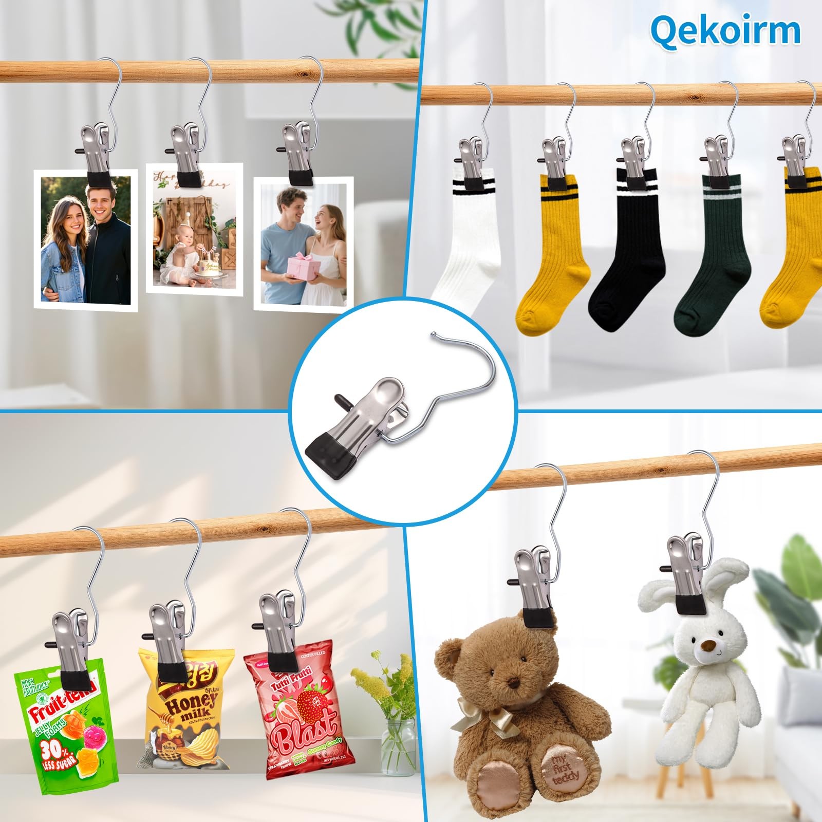 30 Pack Heavy Hanger Clips for Closet, Laundry Hooks Hanging Black