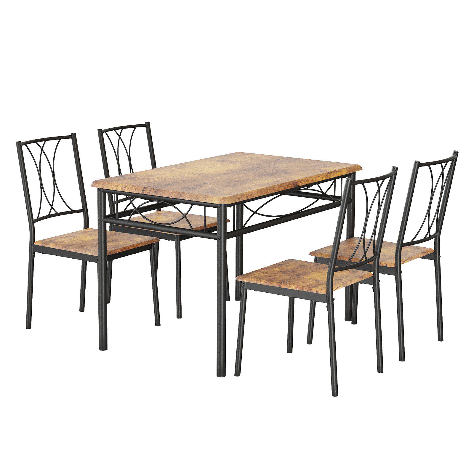 💎Dining Table Set for 4 with Upholstered Chairs Wood Kitchen Table Chairs Set