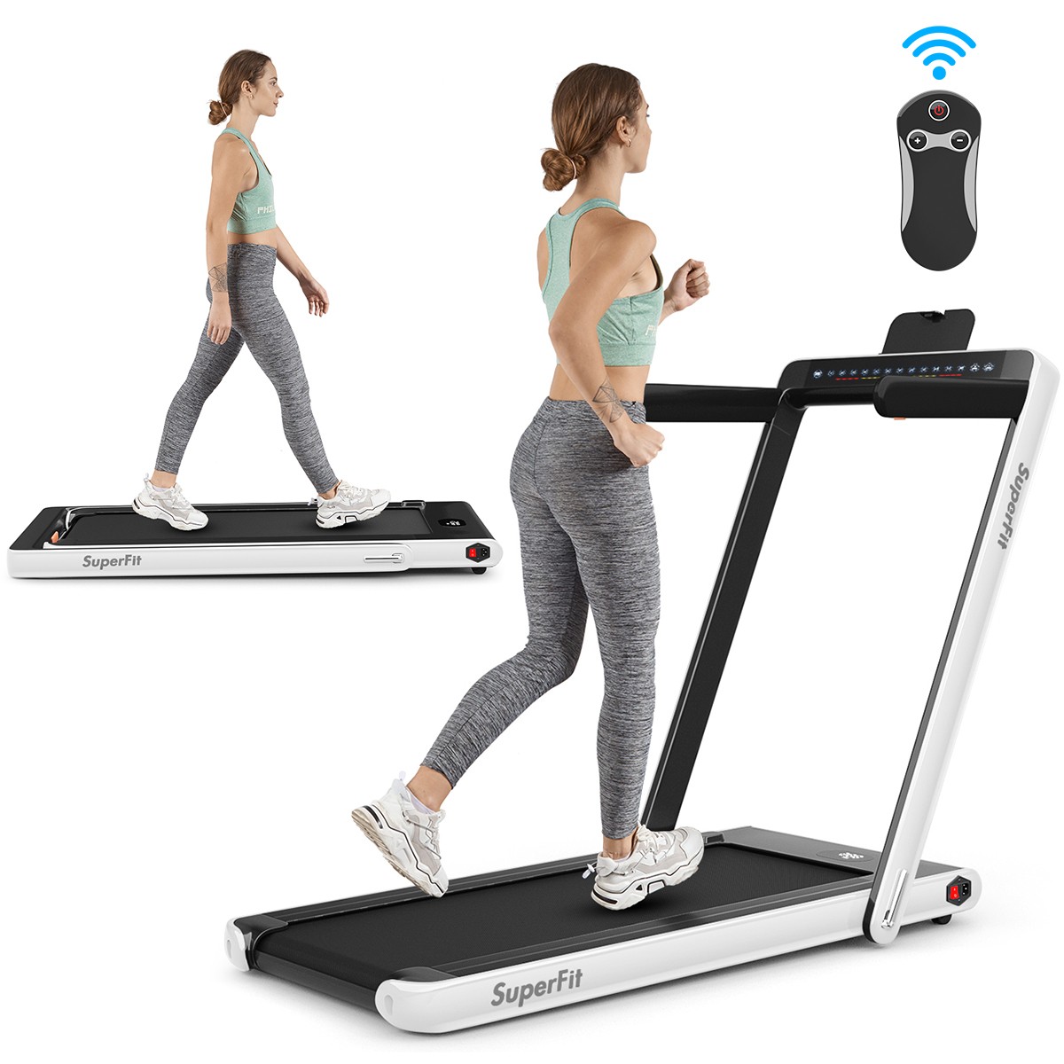 SuperFit 2.25HP Folding Jogging Machine Treadmill W/ Speaker   White