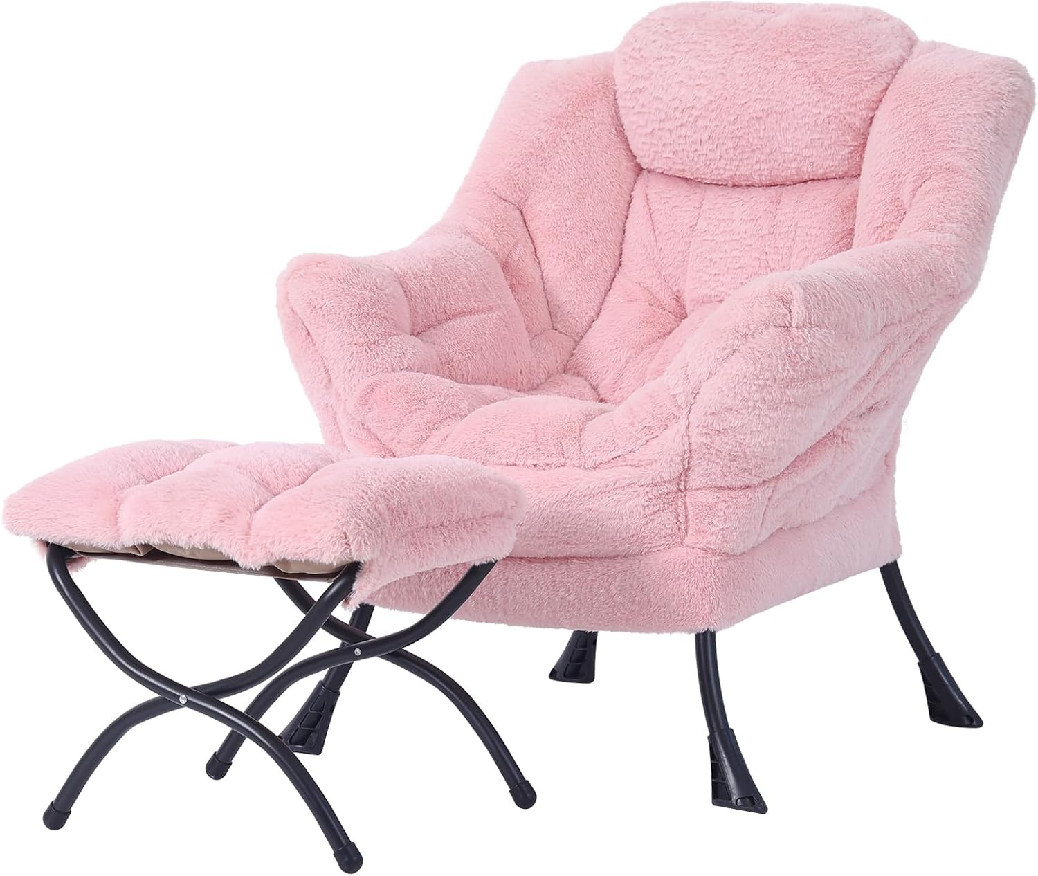 Lazy Chair W/ Ottoman Modern Lounge Accent Chair W/ Armrests & a Side Pocket