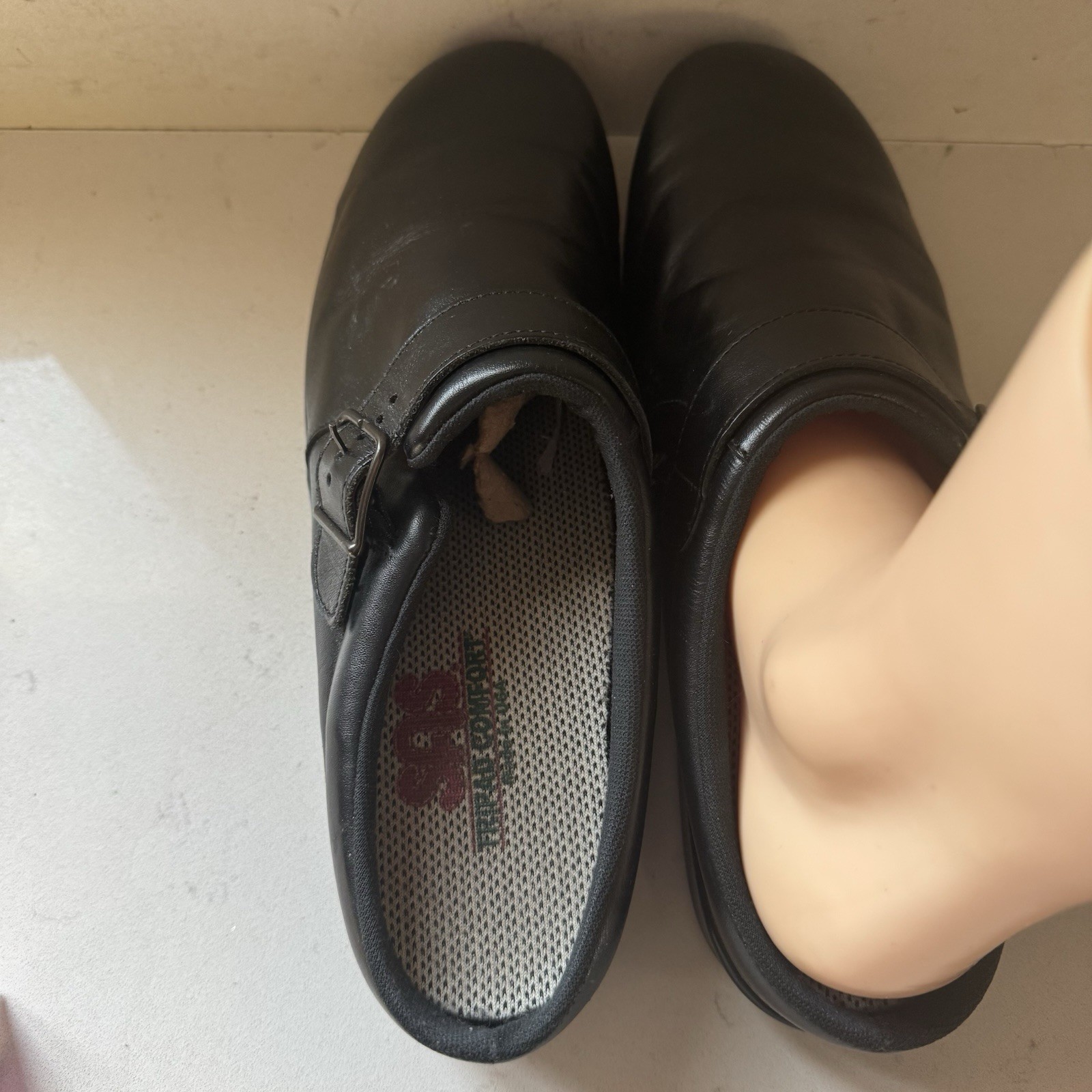 SAS - Tri Pad San Antonio Black Buckle Leather Boho Retro Clog Mule Sz 11 EUC!
