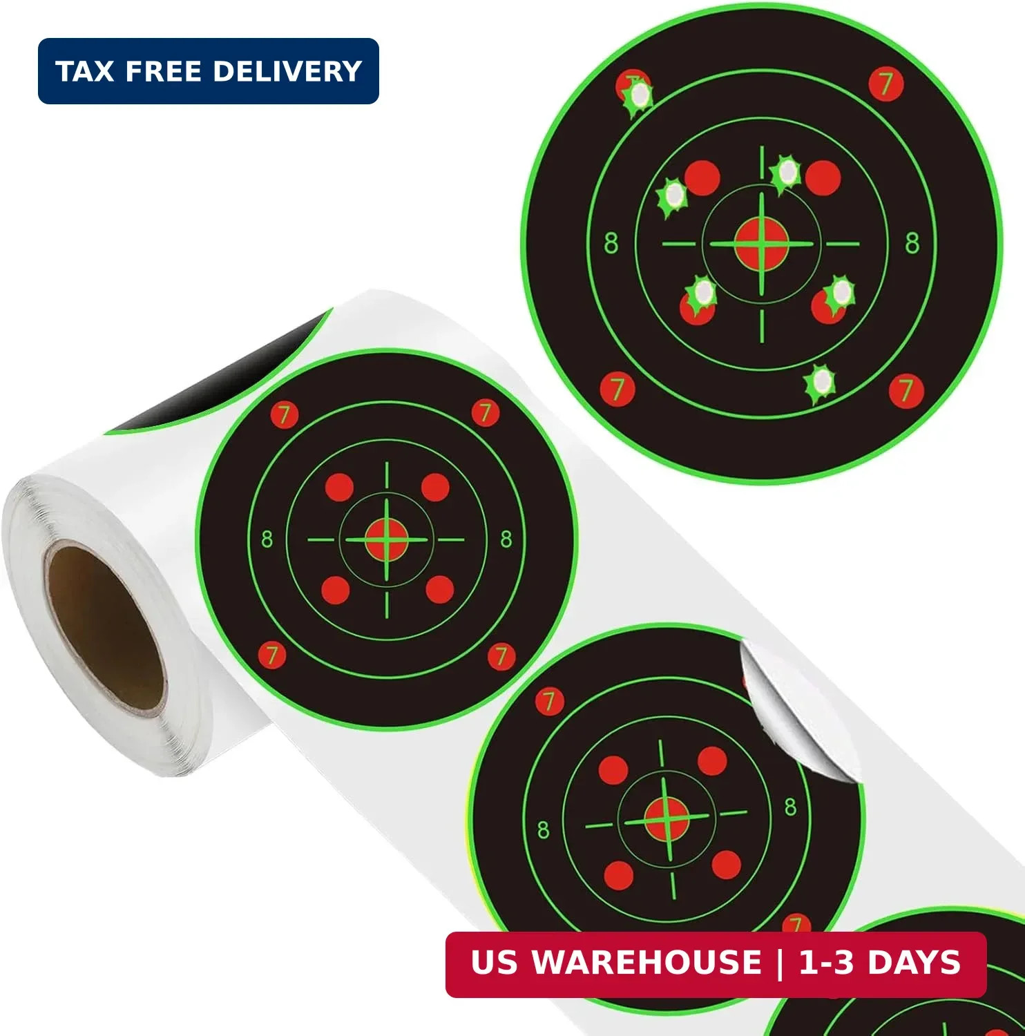 100 Pack 6-Inch Shooting Targets Stickers - Fluorescent Green Reactive Splatter