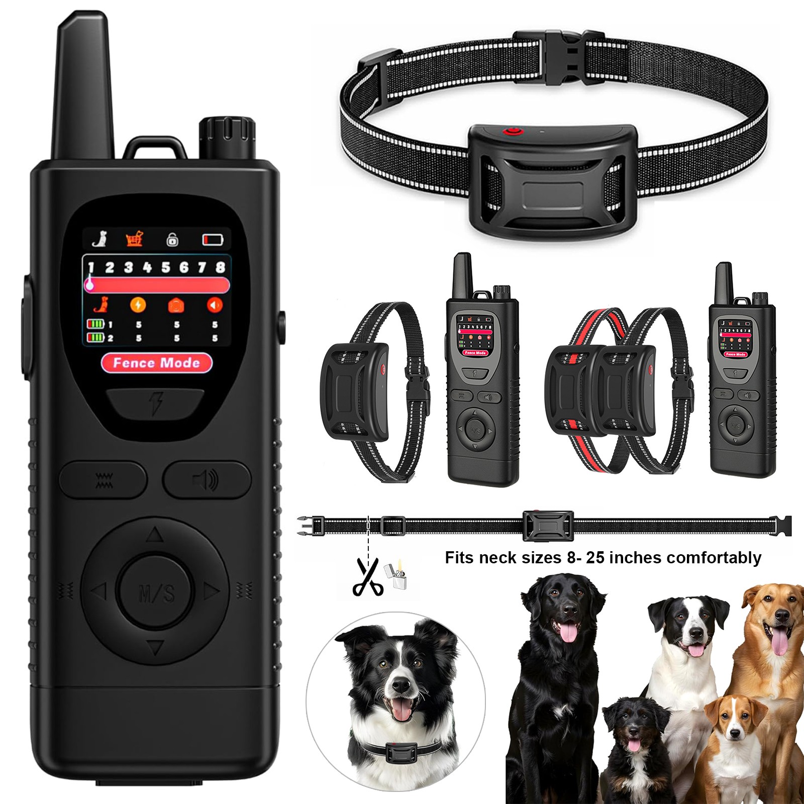 Wireless Dog Fence, Electric Fence for Dogs with Training Collar for 1/2/3 Dogs