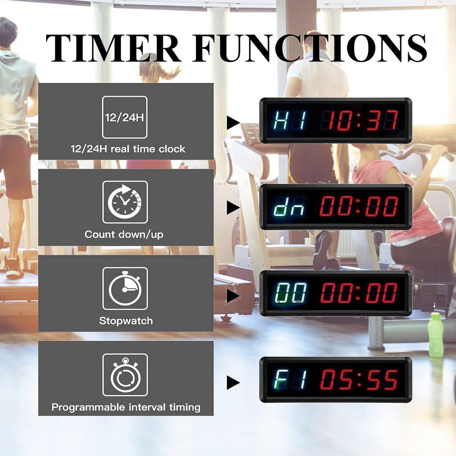 BTBSIGN LED Interval Timer Count Down/Up Clock Stopwatch with Remote for Home...