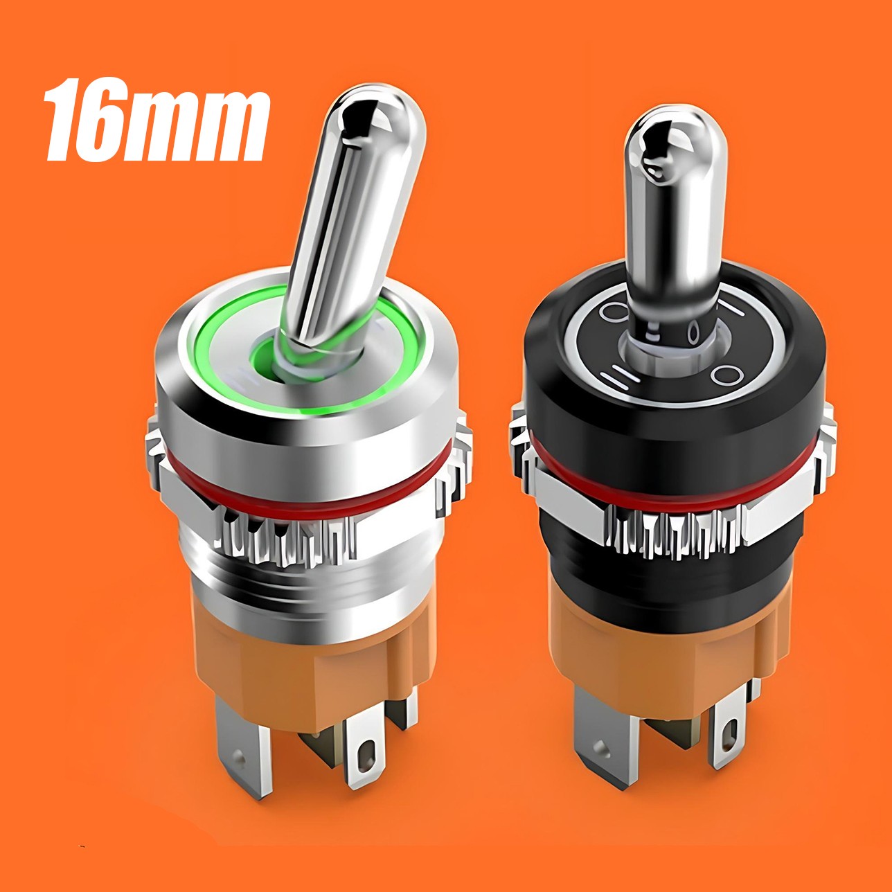16mm Power Toggle switch ON/OFF 2/3 Position 20A 250VAC Waterproof LED Red Green