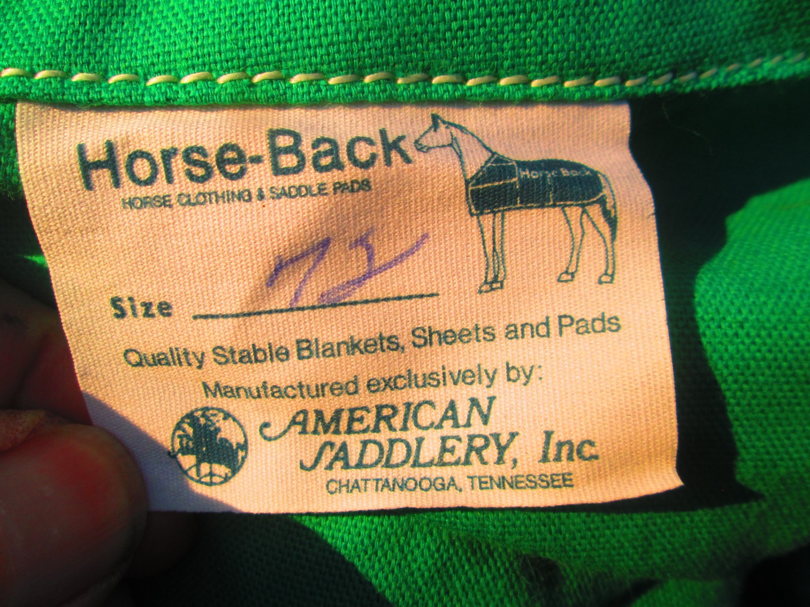 Vtg Horse-Back 72 American Saddlery Winter Horse Cover Stable sheet Blanket