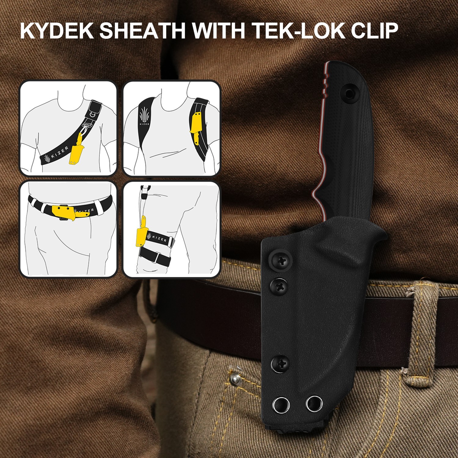Kizer Snick Fixed Knife AEB-L Blade G10 Handle With Sheath Sheepsfoot 1085A1