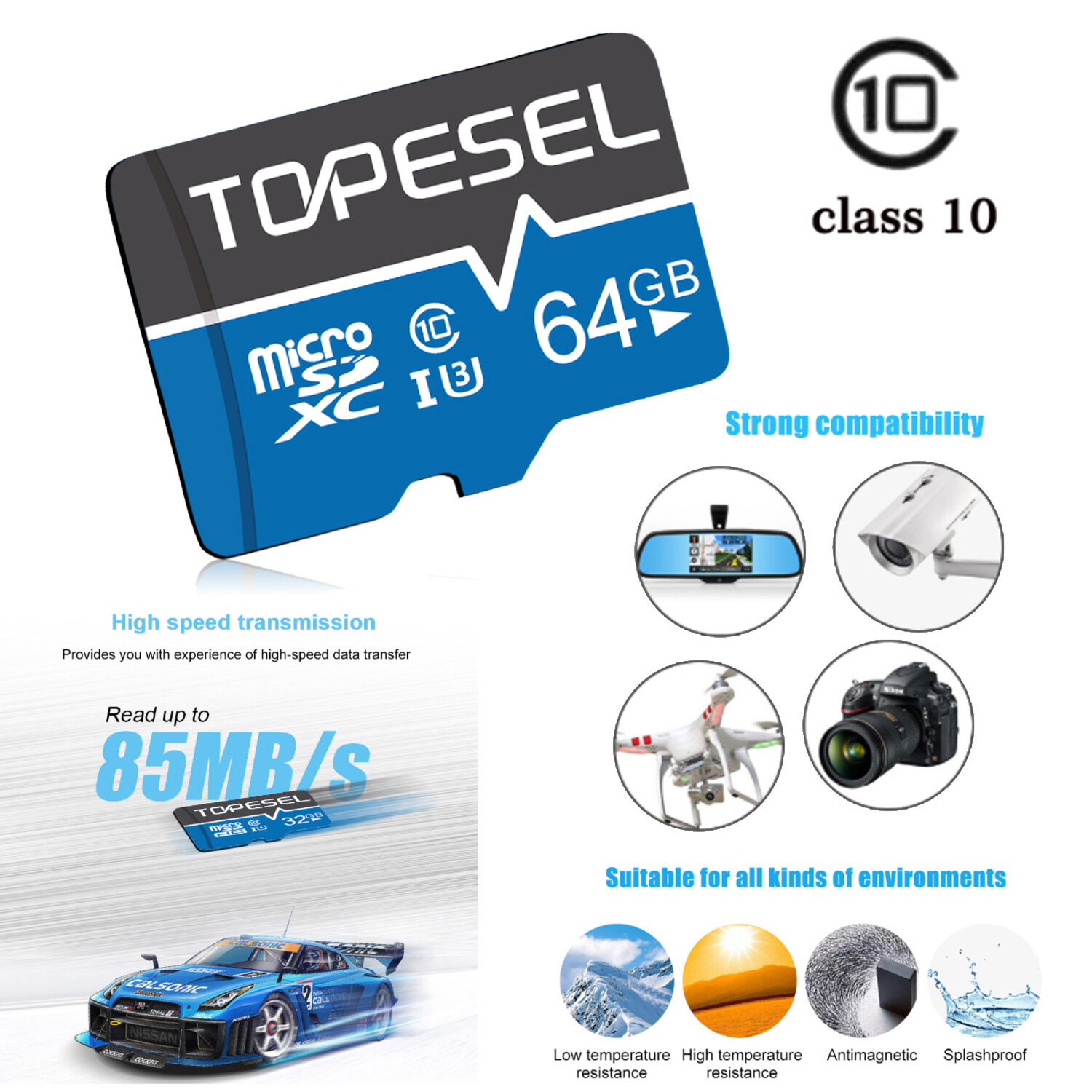 LOT 64GB Micro SD Card Memory Cards Micro SD Class 10 High Speed Flash Cards