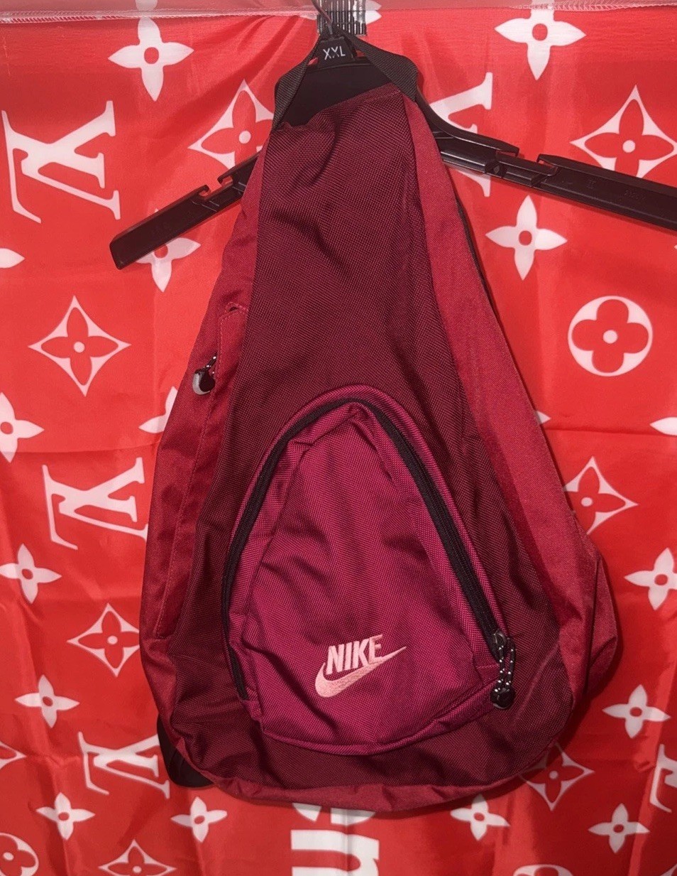 Y2K Nike Crossbody Backpack Burgundy Maroon Pink In Excellent Condition