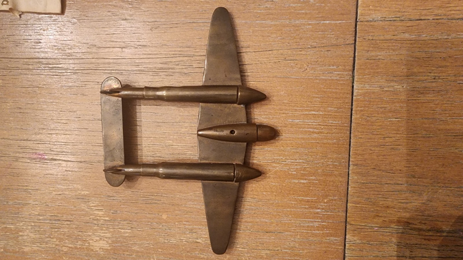 WWII Trench Art P38 Airplane, 1940s, Handmade, Great Patina
