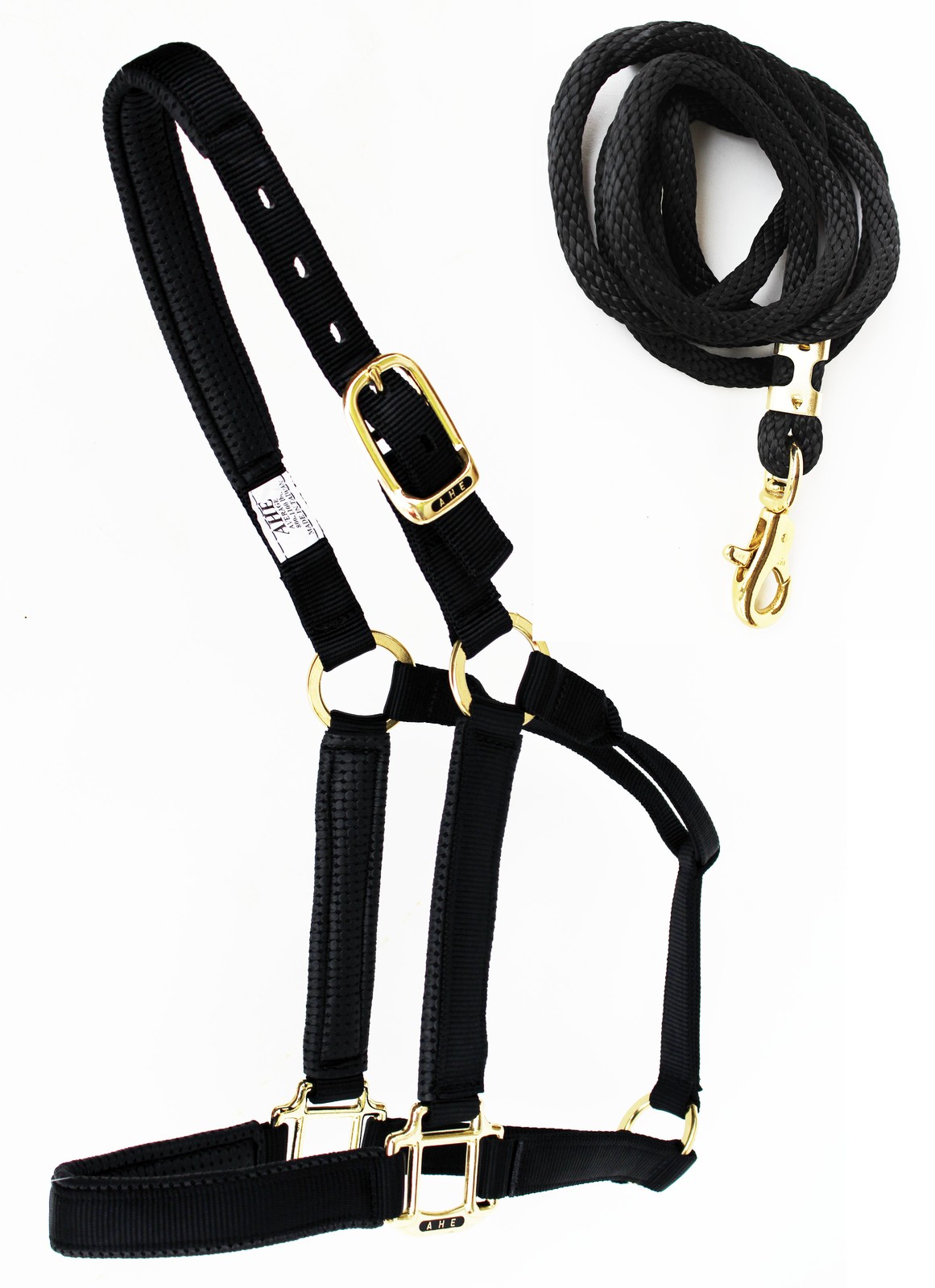 1" Horse Western Nylon Web Padded Halter Brass Plated Hardware  Lead Rope Tack