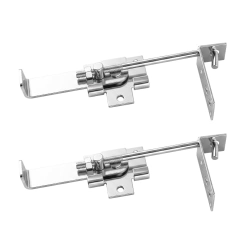 2 Pack 7" Barn Door Jamb Latch with Hook, Heavy Duty Cam Action Jamb Latch for