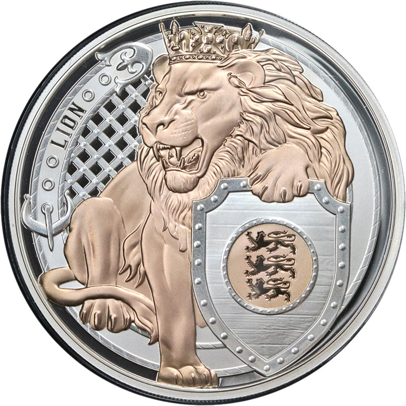 2025 Niue 1 Ounce Silver $1 Heraldic Beasts Lion Rose Gold OGP COA - STOCK