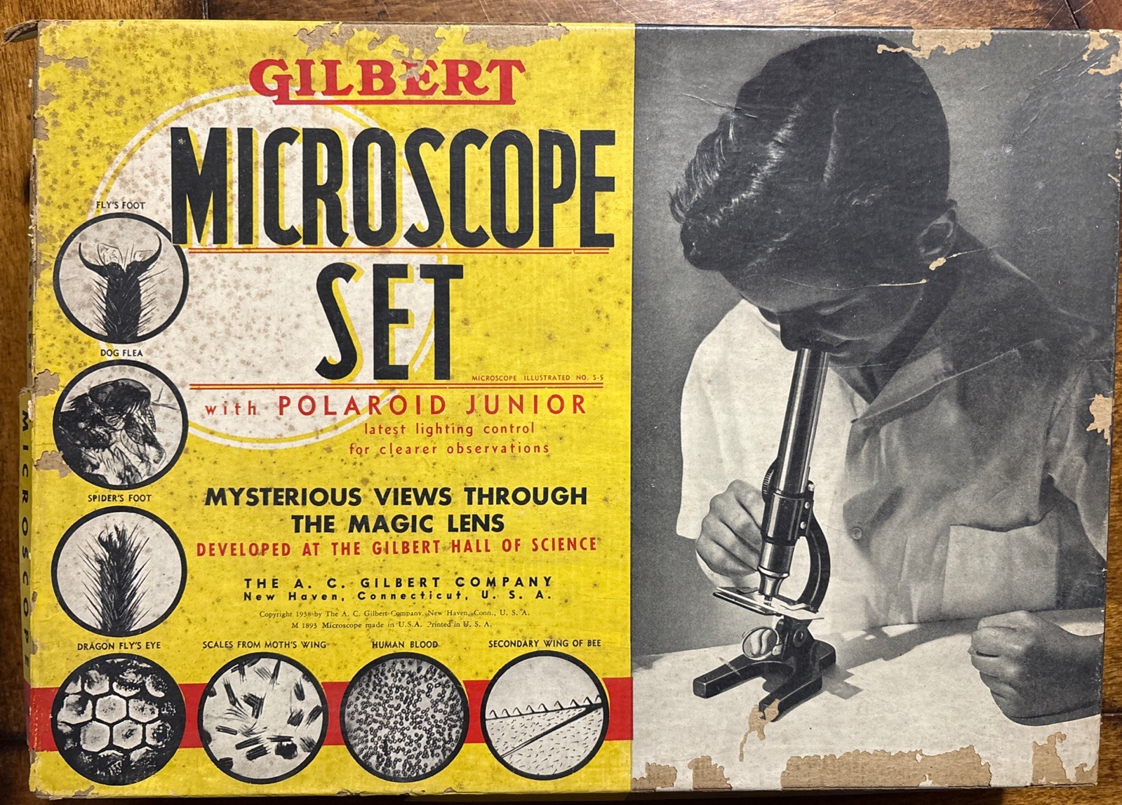 VINTAGE 1938 GILBERT MICROSCOPE SET w/ POLAROID JUNIOR No. 2