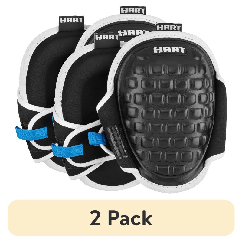 (2 pack) HART Gel-Infused Memory Foam Pro Work Knee Pads, One Size Fits All
