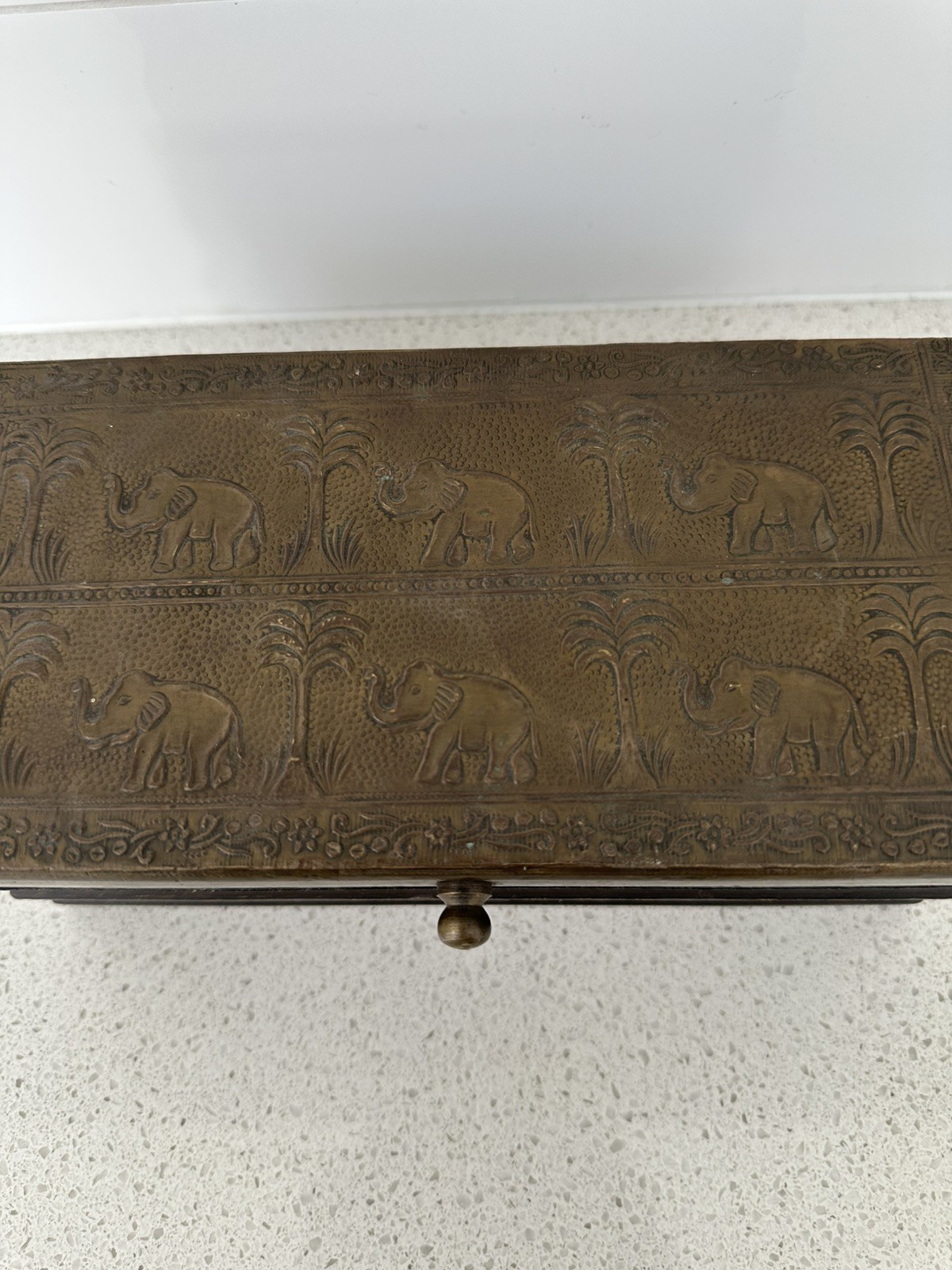 Elephant trinket, tea, jewelry Box Metal And Solid Wood