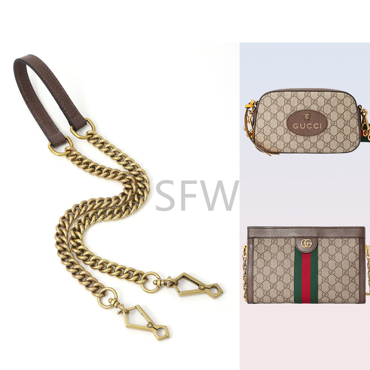 60-120cm Leather+Metal  Crossbody  Replacement Strap Fit For Gucci Ophidi