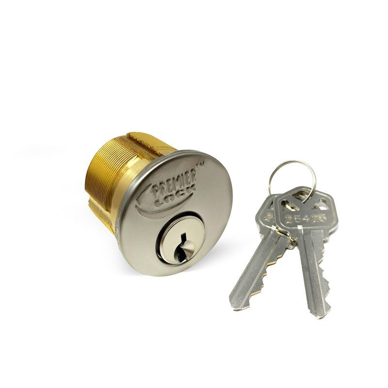 Premier Lock MS01D-KW1 1 1/4" Mortise Cylinder Solid Brass Silver Finish Int/Ext