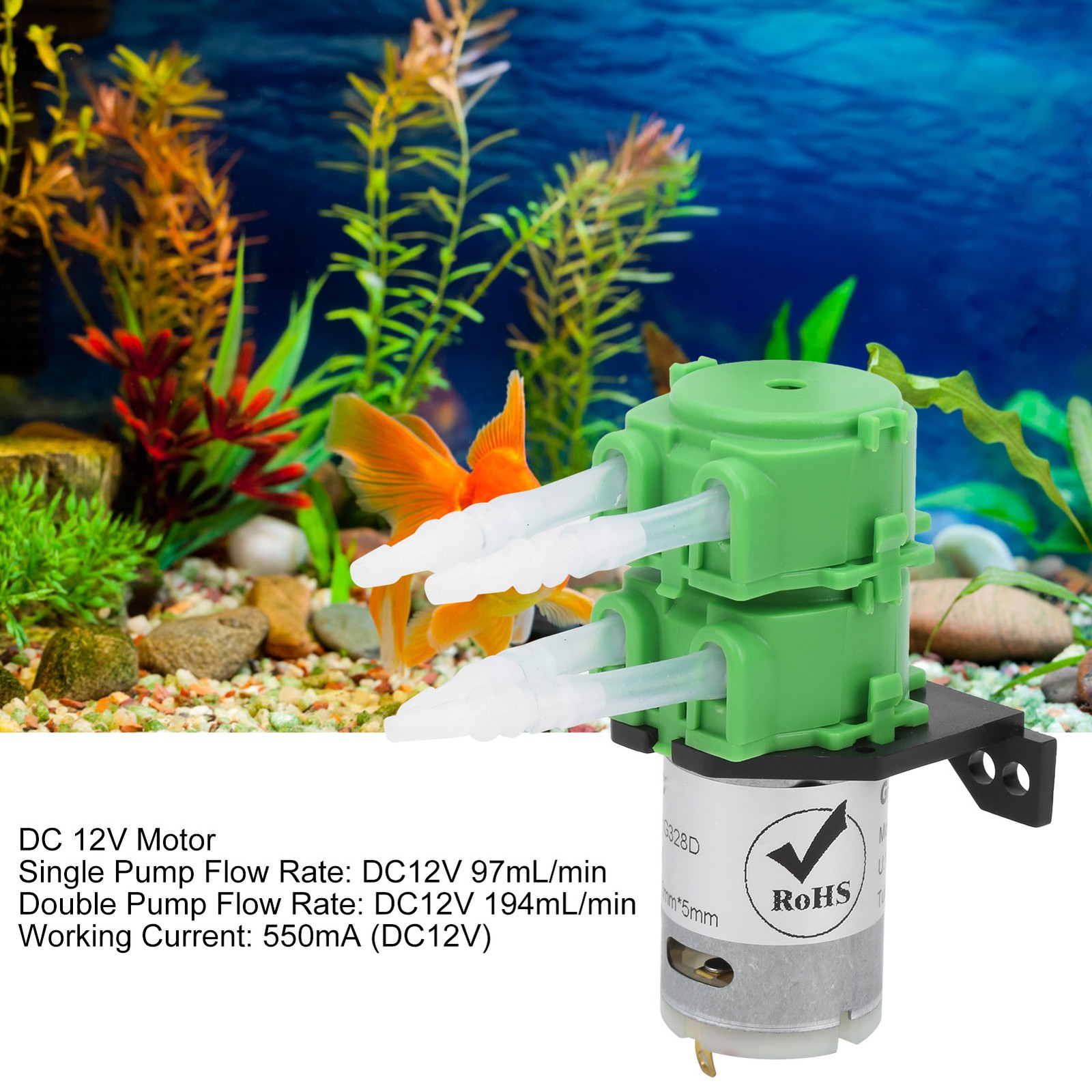 Double Head Peristaltic Pump Dosing For Fish Tank Aquarium Excellent