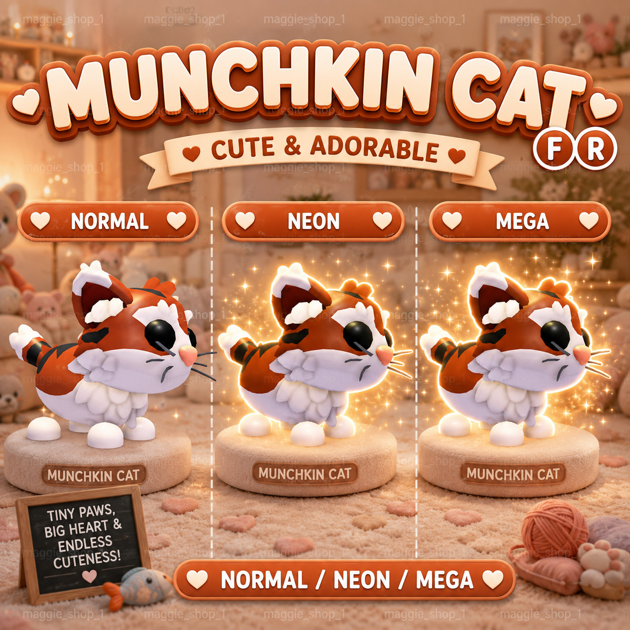 Munchkin Cat FR Normal/Neon /Mega ✨ Adopt From Me Today ✨ Top Picks