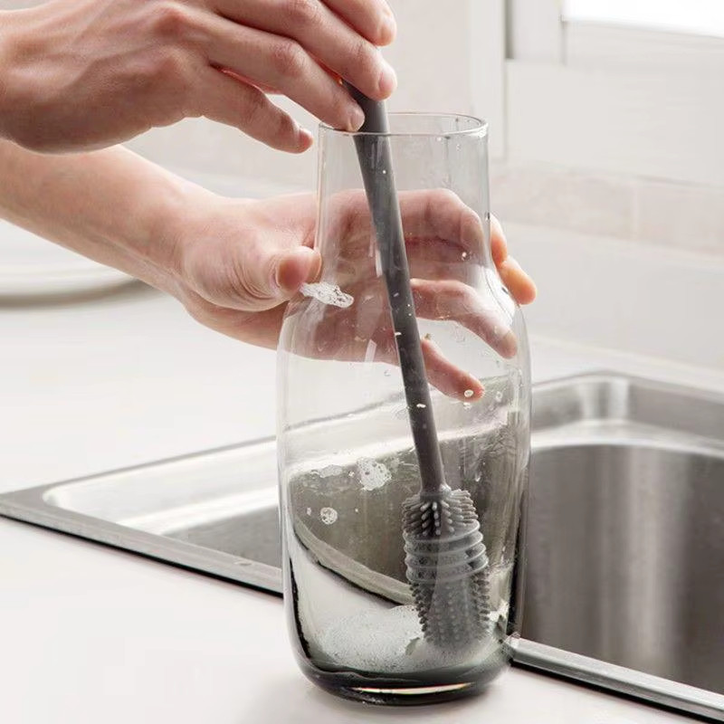 Silicone Milk Bottle Brush Cup Scrubber Glass Cleaner Kitchen Cleaning Tool