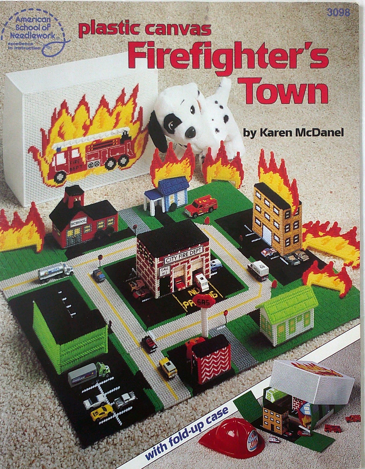 American School of Needlework Plastic Canvas Firefighter's Town Canvas Pattern