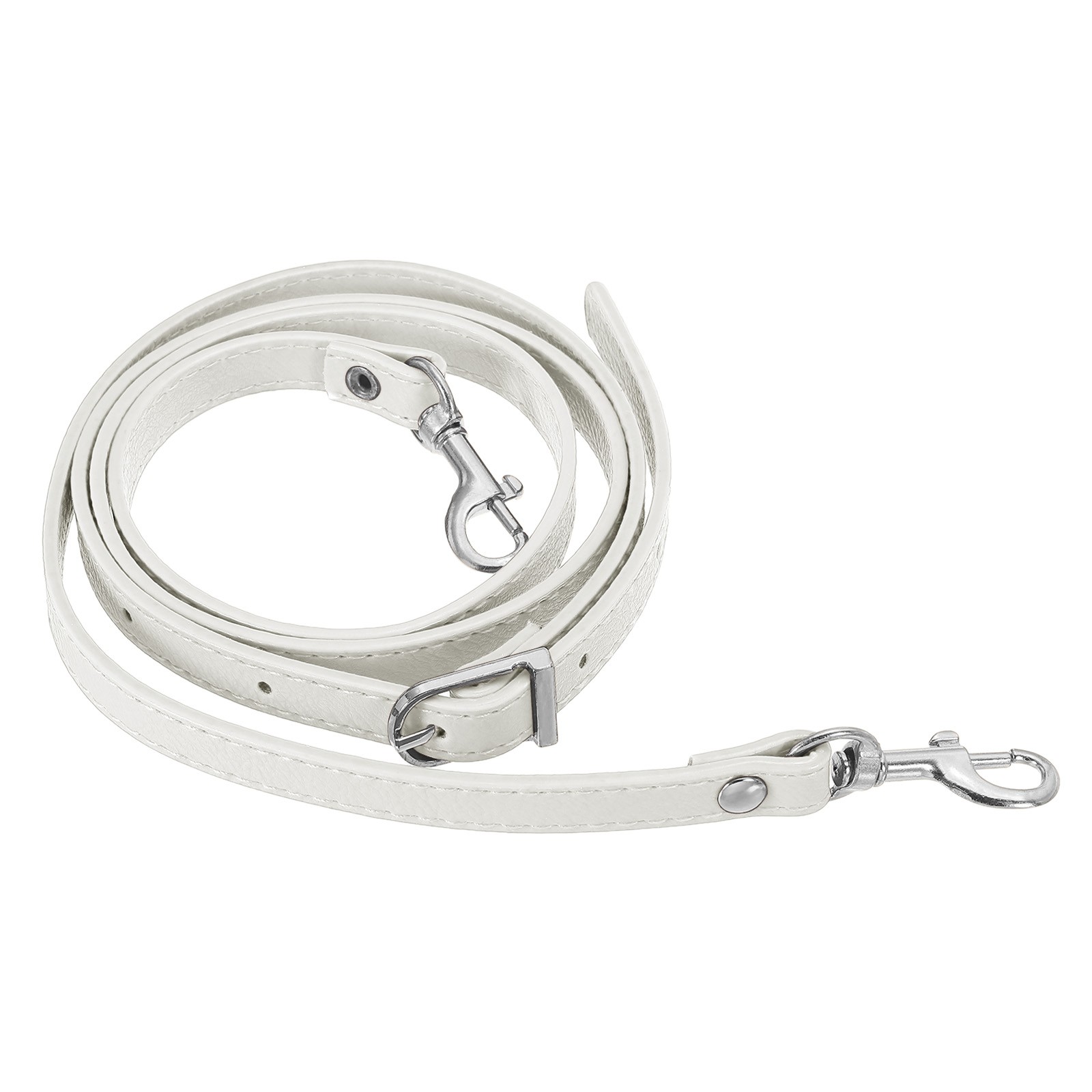 47 Inch Adjustable PU Leather Purse Strap with Silver Hardware, White