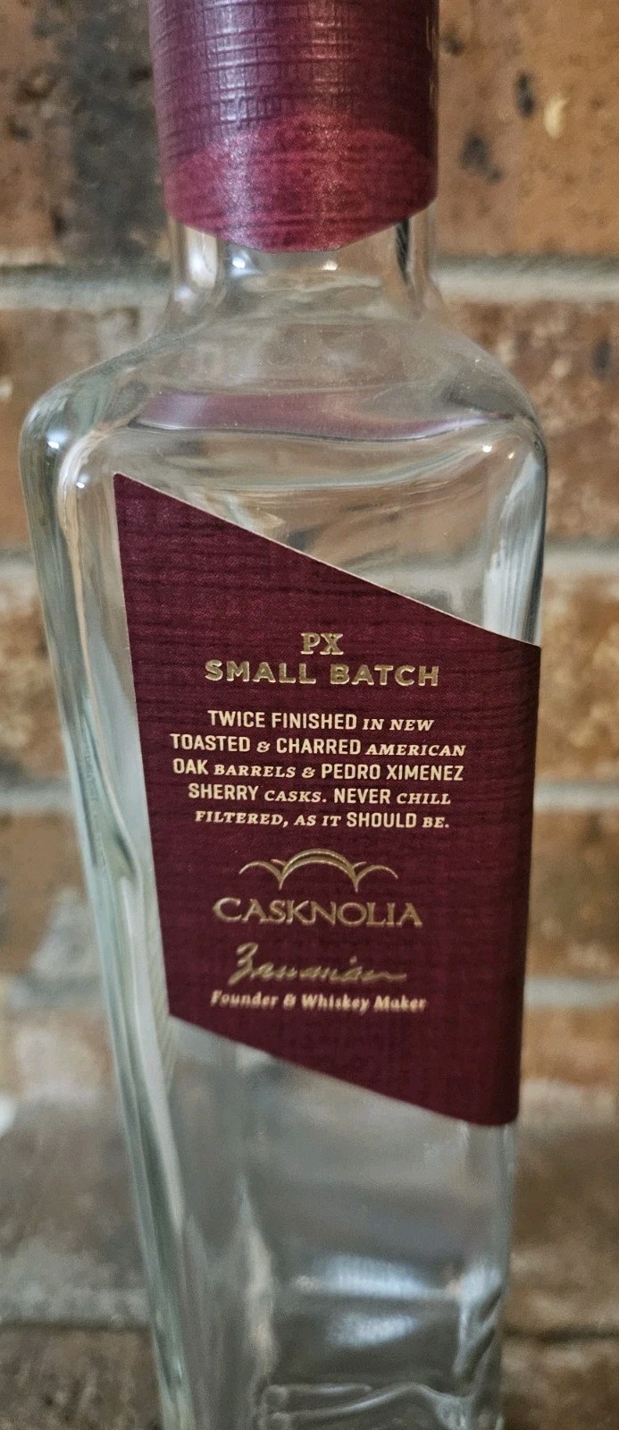 Rabbit Hole Dareringer Sherry Finished Bourbon Bottle Empty, Unrinsed