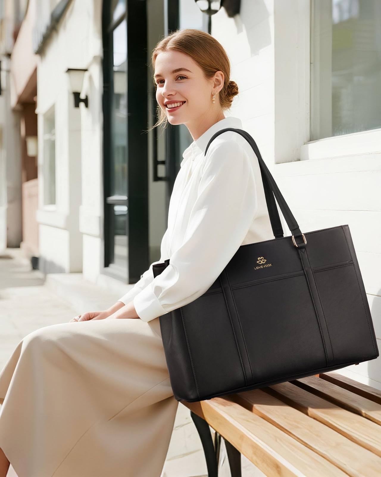 Lunch Bag for , Leather Work Laptop Tote Bag with Insulated Lunch Compartment...