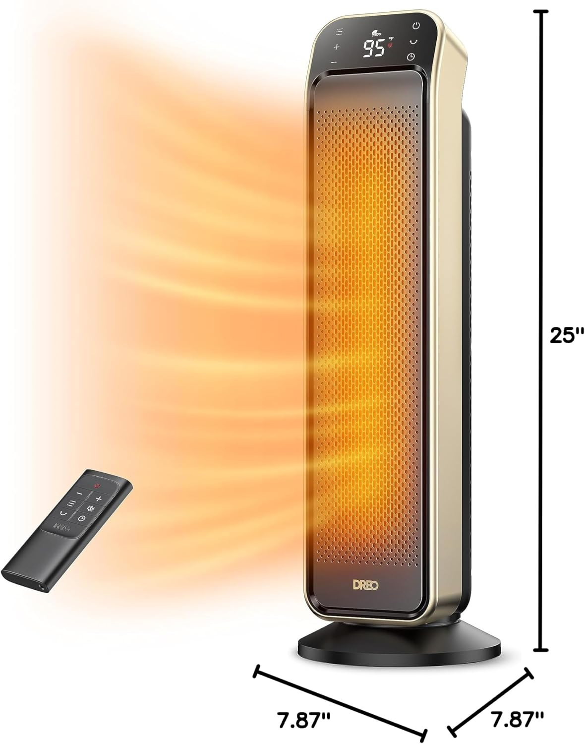 Space Heater Indoor, 25" 11.5ft/s Fast Portable Room Heater with Remote and Ther