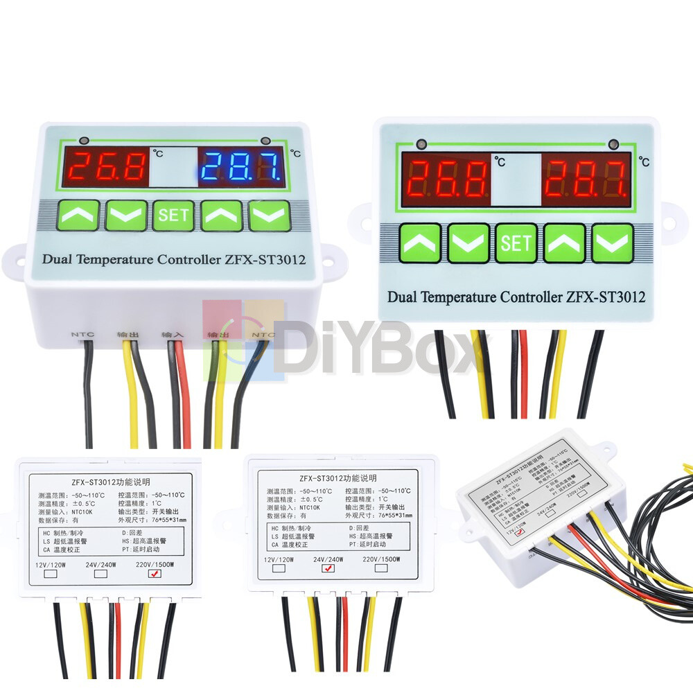 12/24V 110-220V ZFX-ST3012 Dual Temperature Controller Microcomputer Thermostat