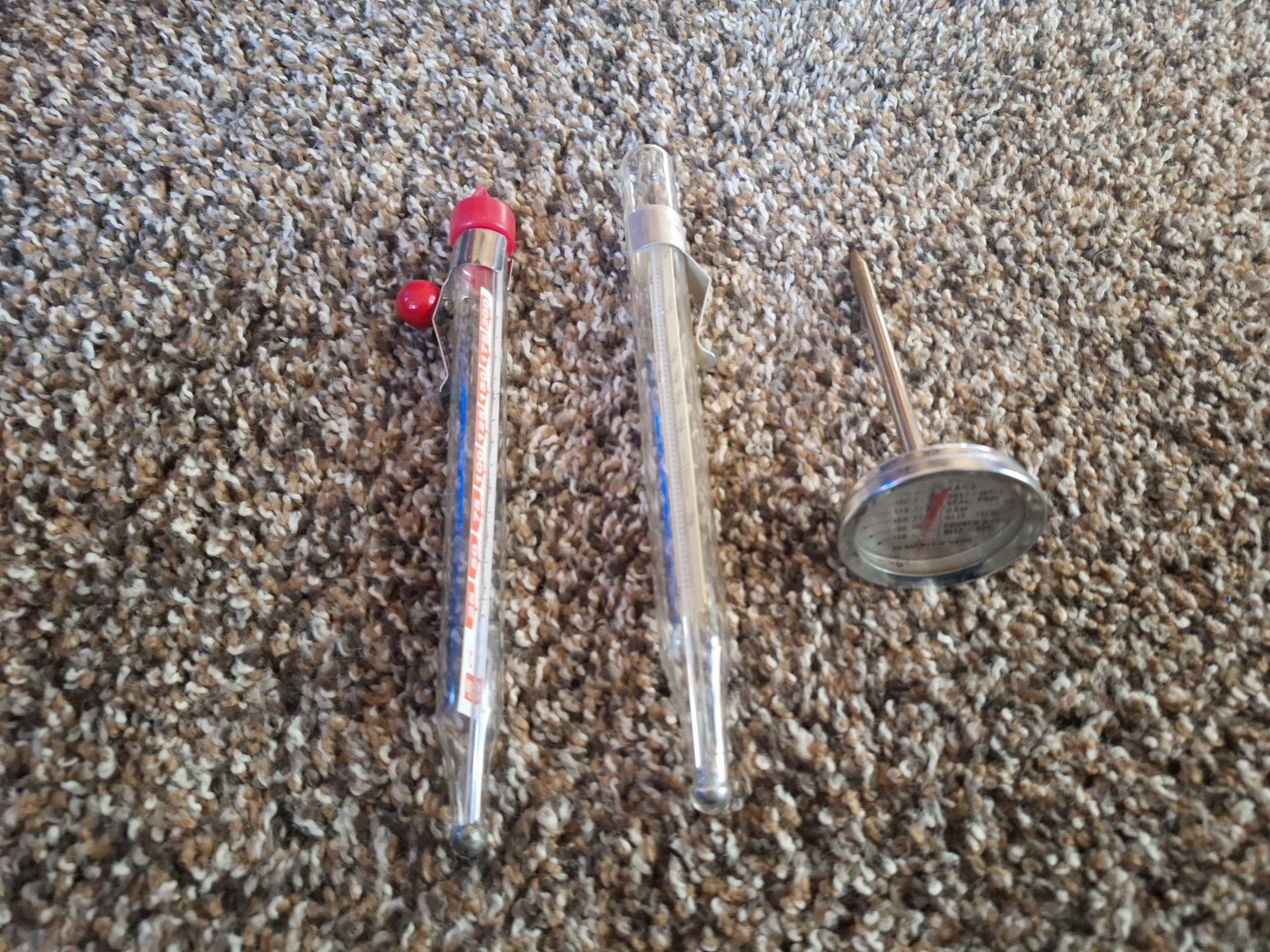 Vintage Lot of 3 Candy Deep Frying Glass Thermometers Meat Thermometer